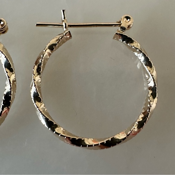 14k Solid Gold Twist Hoop Earrings - Picture 13 of 15